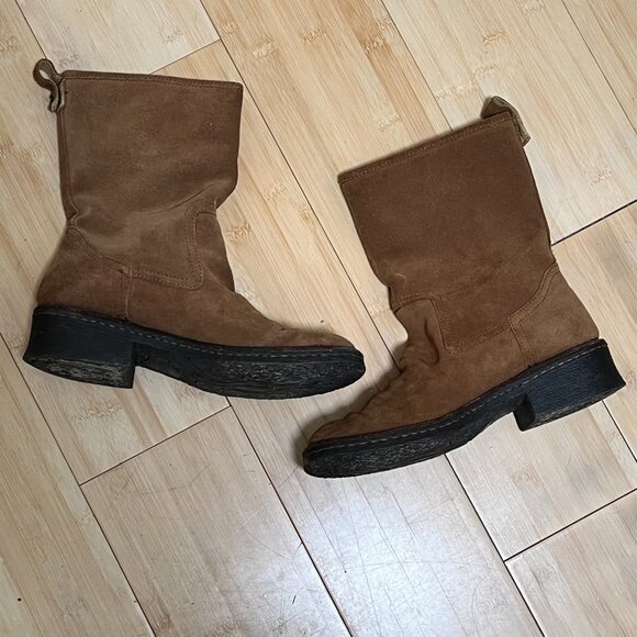 Born Audie Boots Womens 6.5 Brown Suede Leather Round Toe Mid Calf Pull On - Picture 10 of 10